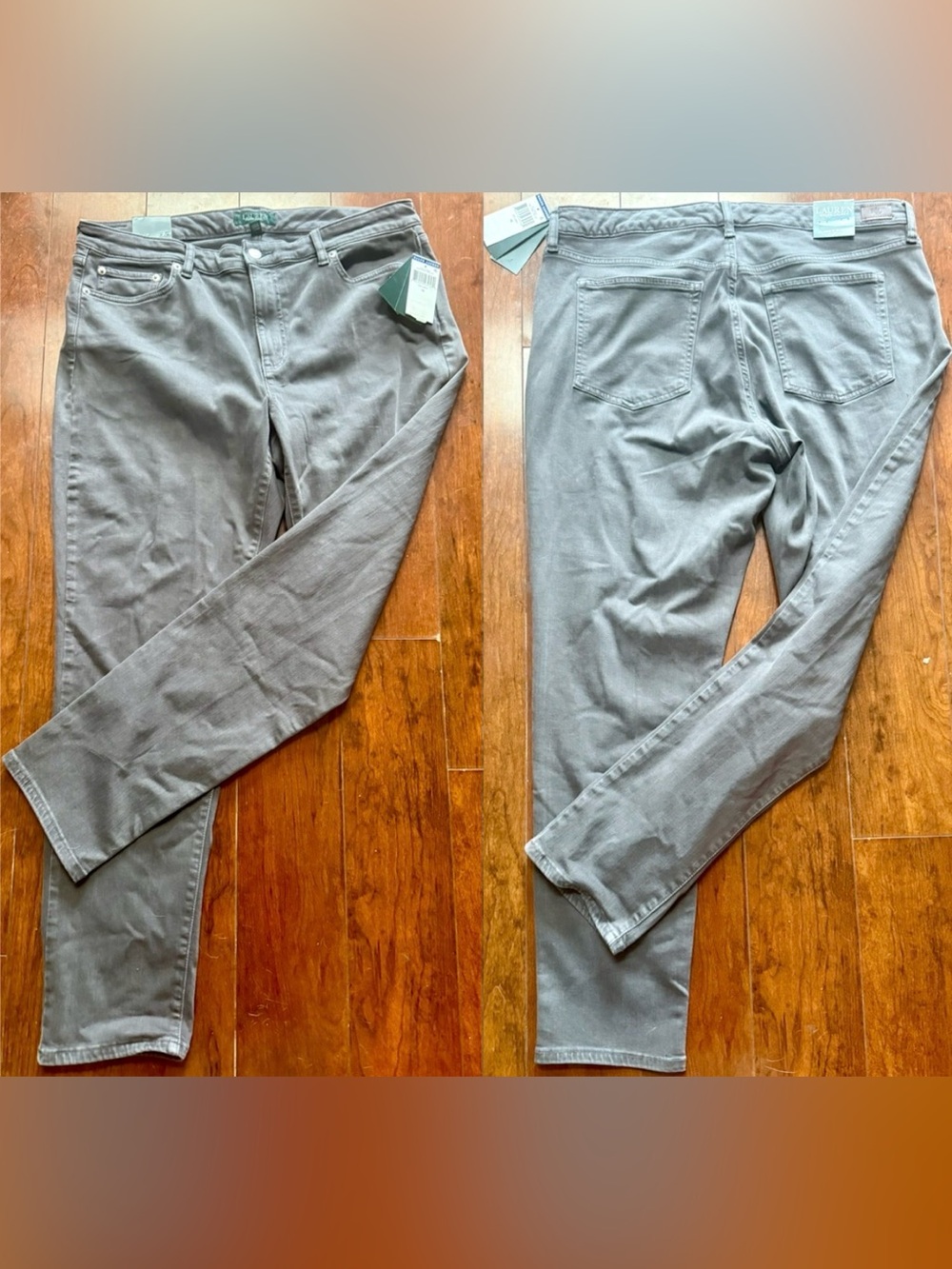 LAUREN RALPH LAUREN CLASSIC SKINNY CURVY LUX GREY JEAN WOMENS 16~NWT
